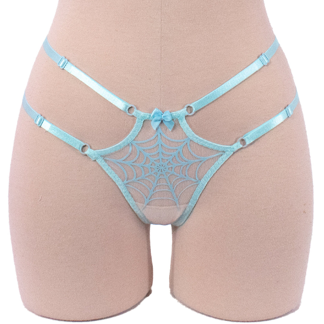 Pastel Blue Strappy Spiderweb Panty
