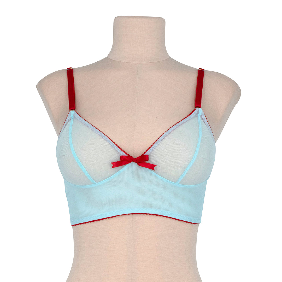 Turquoise and Red  Long Line Soft Cup Bra