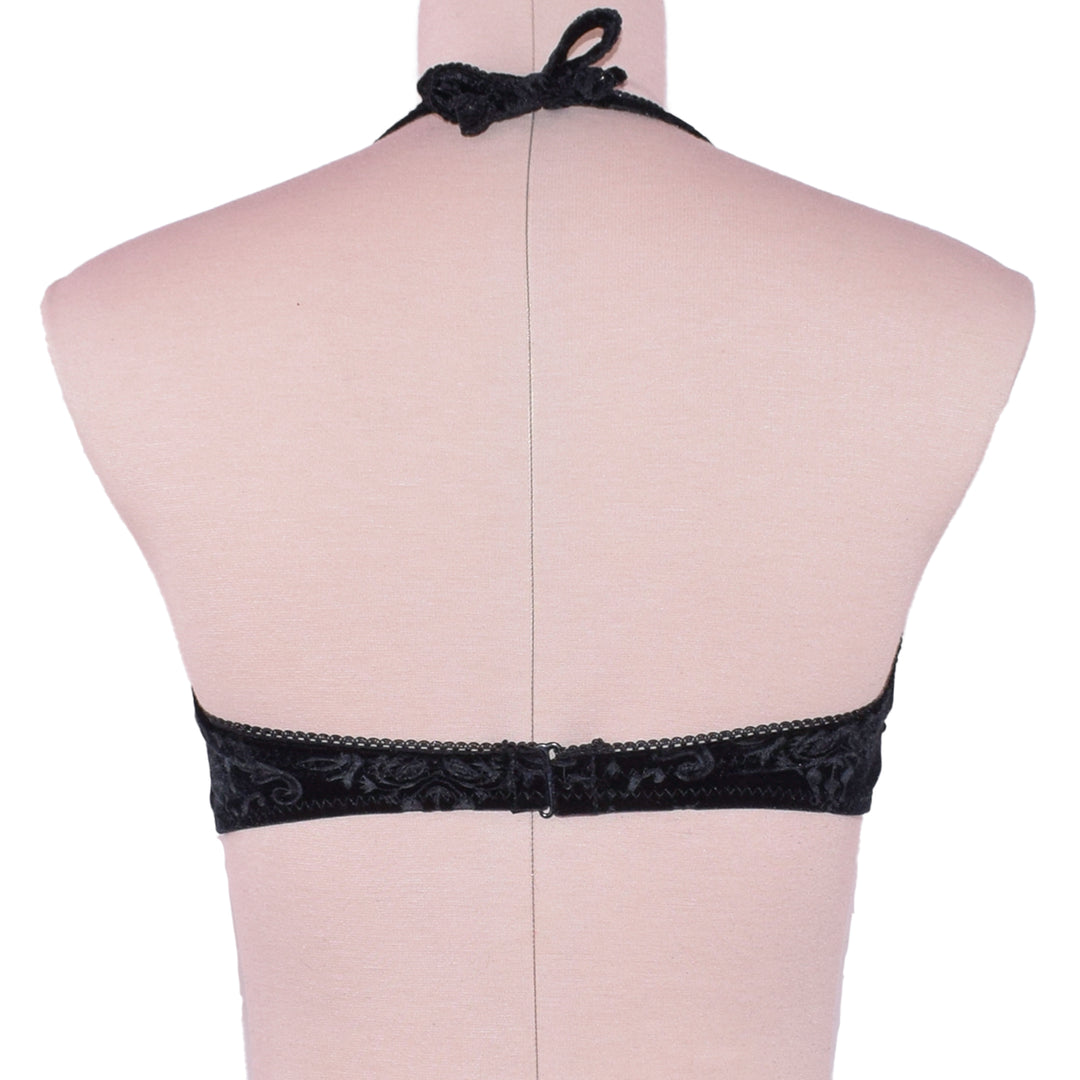 Gothic Black Velvet Bandeau Bikini Top