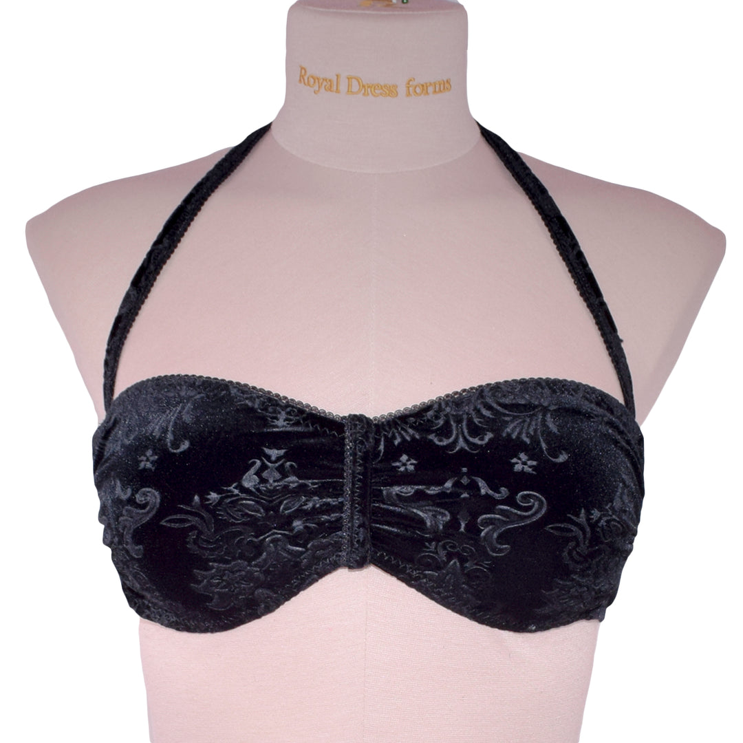 Gothic Black Velvet Bandeau Bikini Top