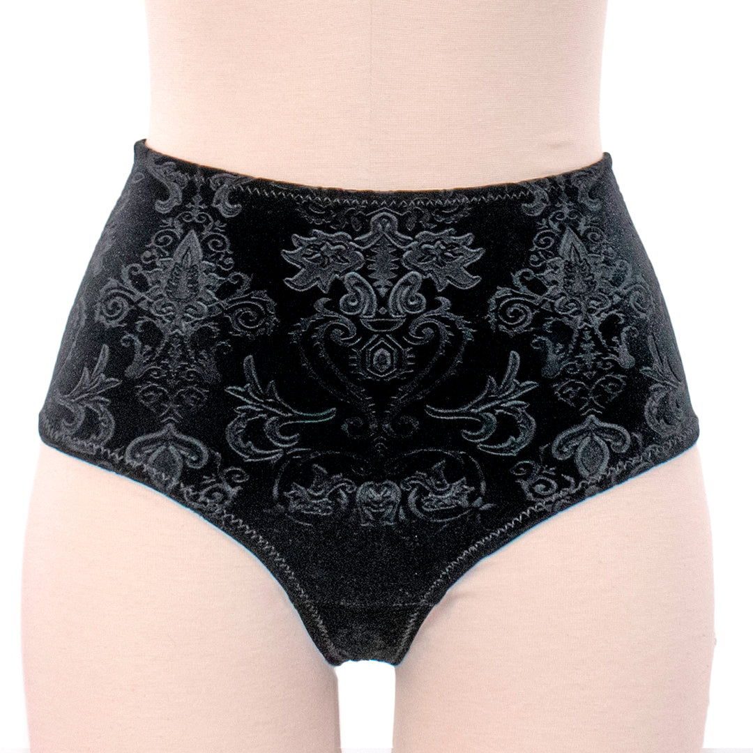 Gothic Black Velvet High Waist Cheeky Bikini Bottom