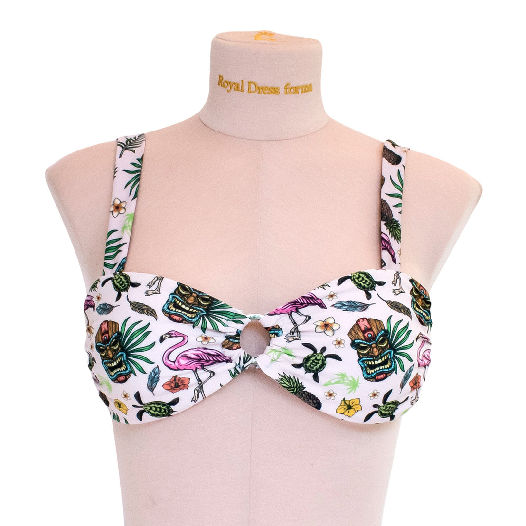 Polynesian Flamingo Print Bandeau Bikini Top