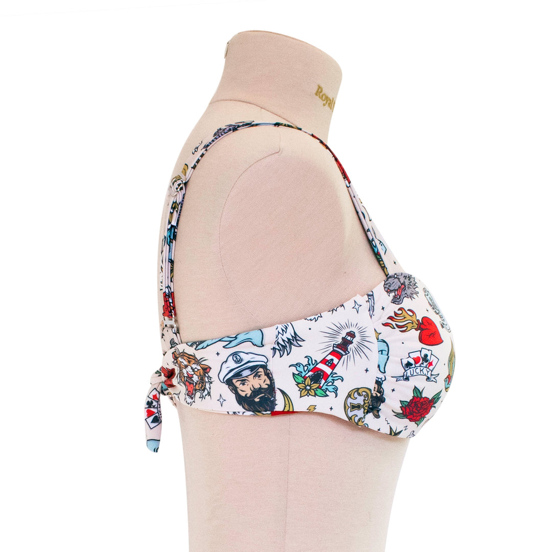 Tattoo Print Bandeau Bikini Top