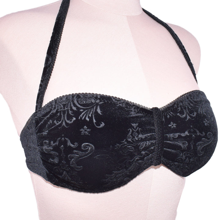 Gothic Black Velvet Bandeau Bikini Top