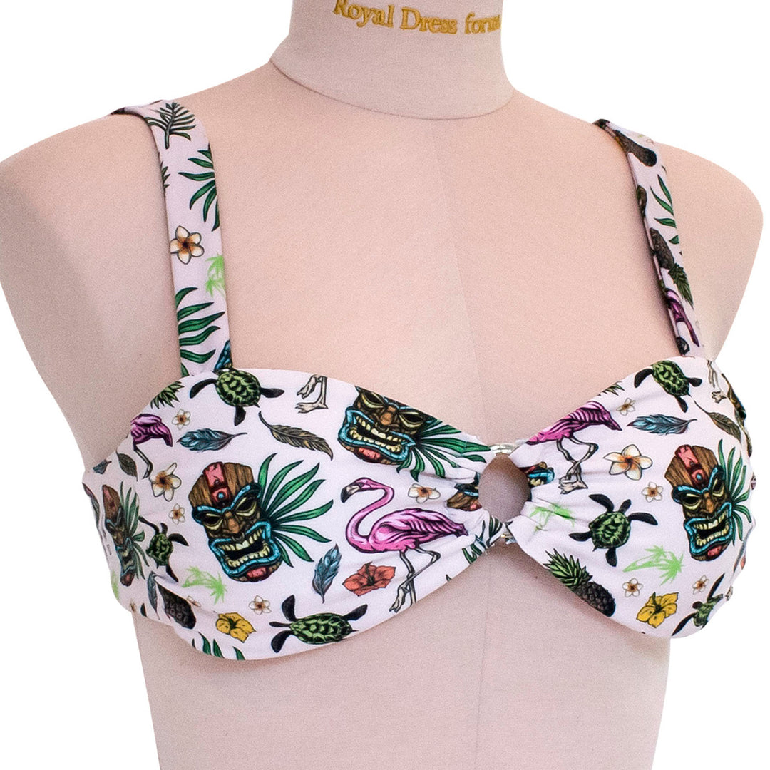 Polynesian Flamingo Print Bandeau Bikini Top