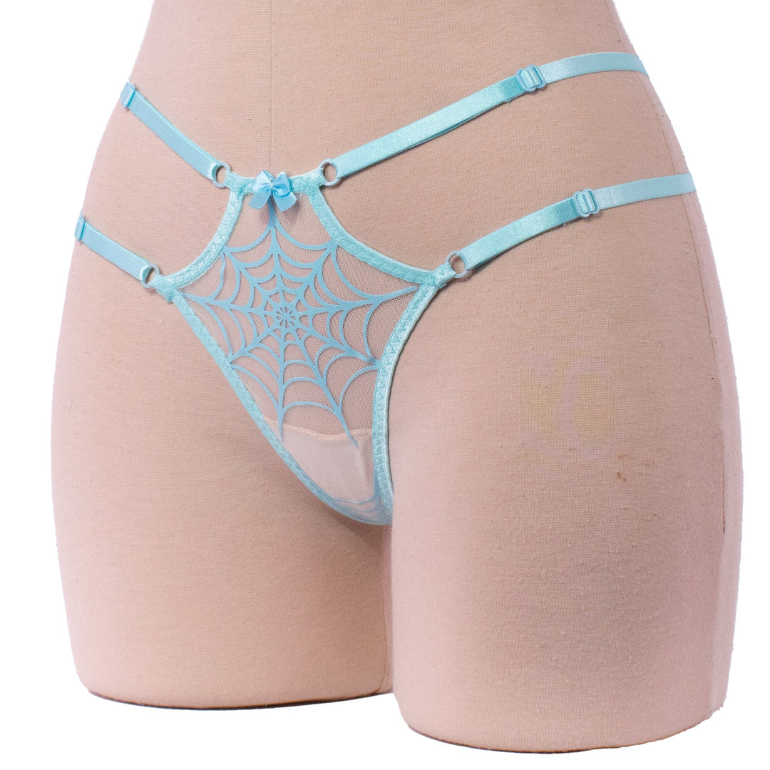 Pastel Blue Strappy Spiderweb Panty