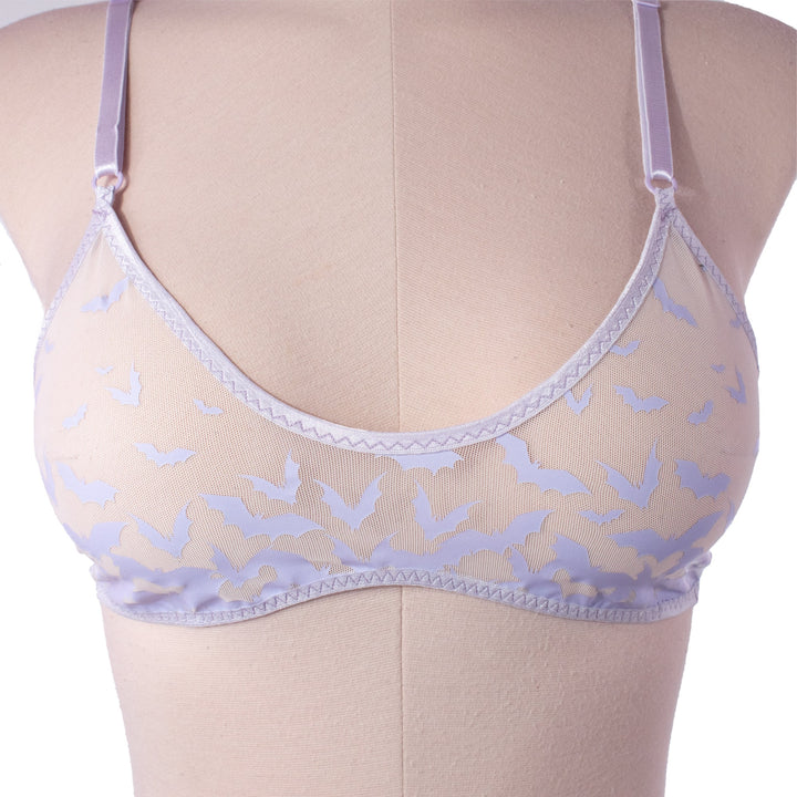 Lilac Bat Mesh Bralette, Purple Bats