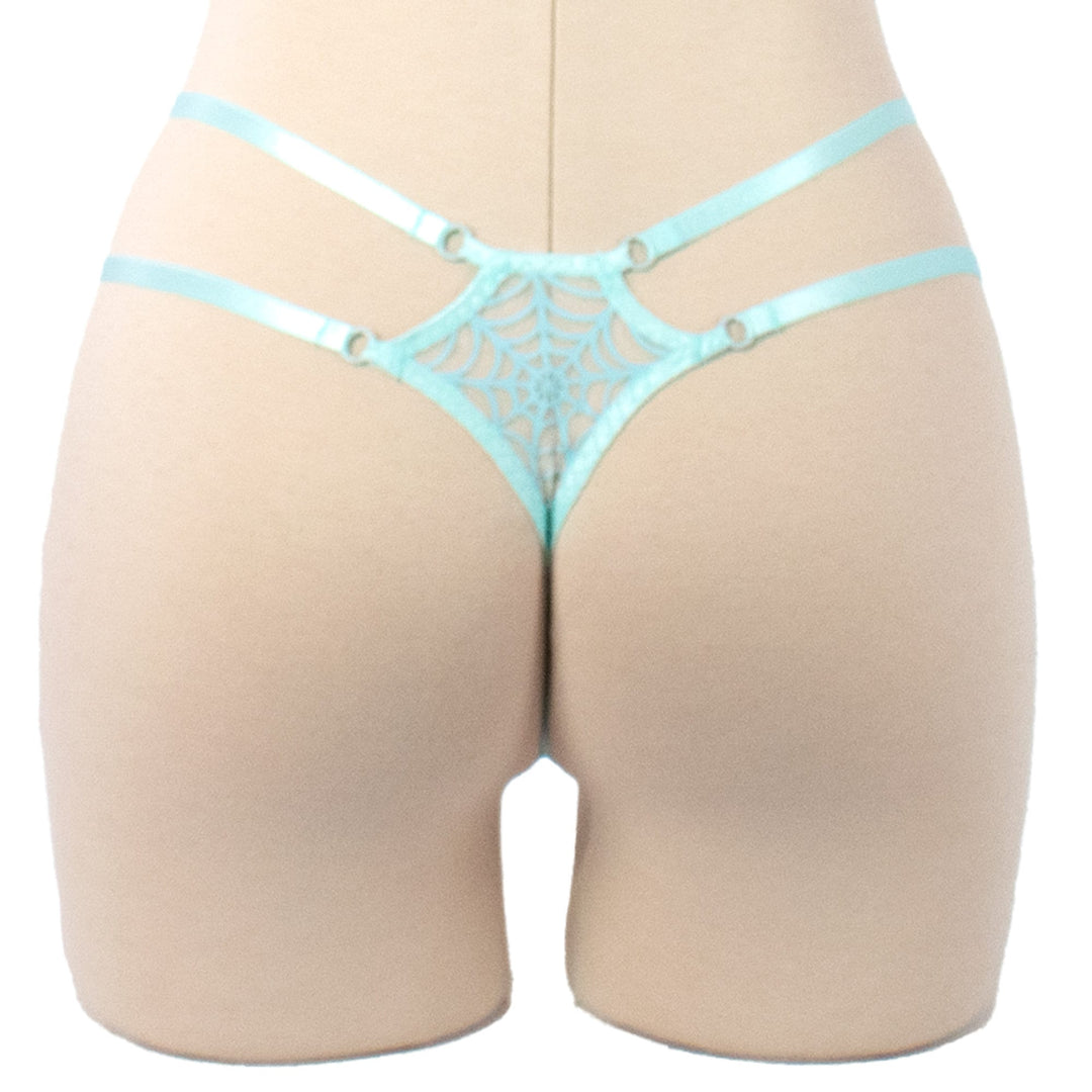 Pastel Blue Strappy Spiderweb Panty