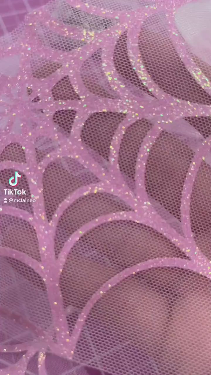 Glitter  Pink Spiderweb Bralette