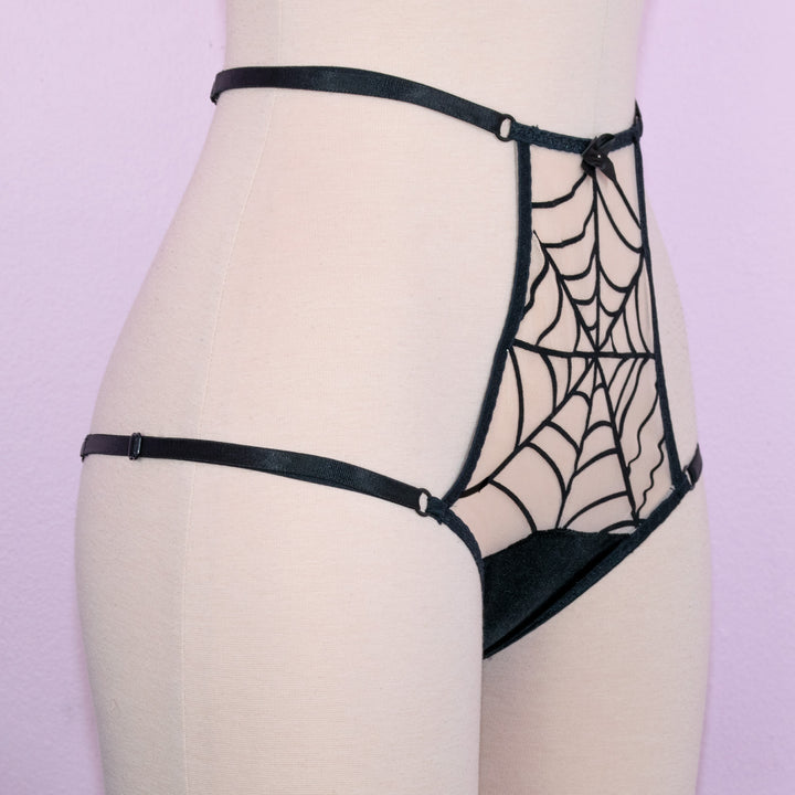High Waist Spiderweb Strappy Panty/Assortment of Shades