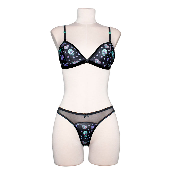 Gothic Green & Black Skull Soft Bralette