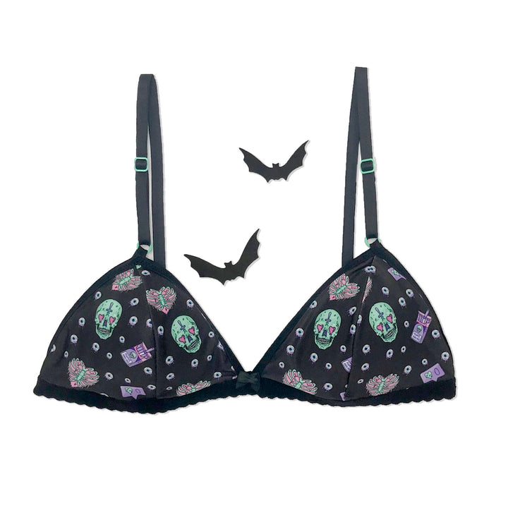 Gothic Green & Black Skull Soft Bralette