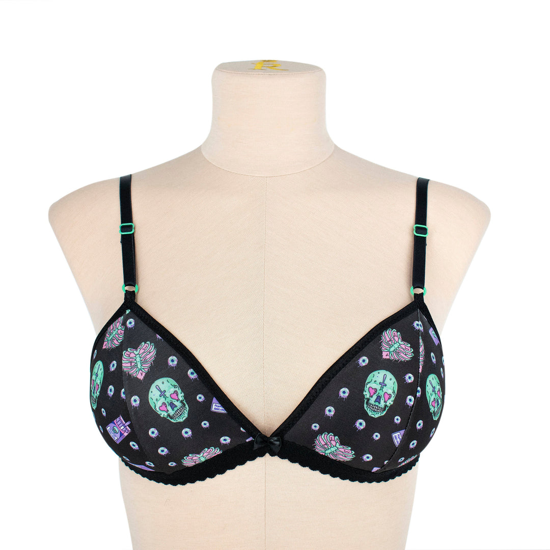 Gothic Green & Black Skull Soft Bralette