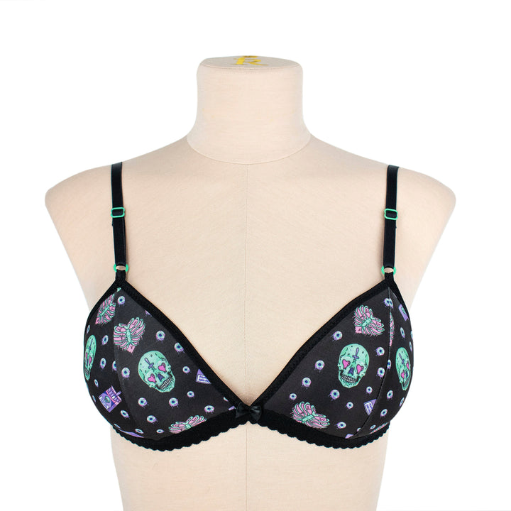 Gothic Green & Black Skull Soft Bralette