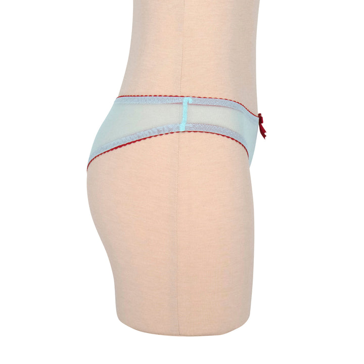 Turquoise and Red Mesh Hipster Panty