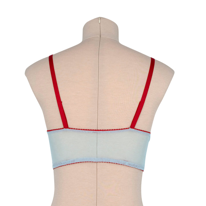 Turquoise and Red  Long Line Soft Cup Bra