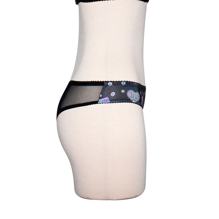 Green and Black Skull  Mesh Hipster Panty