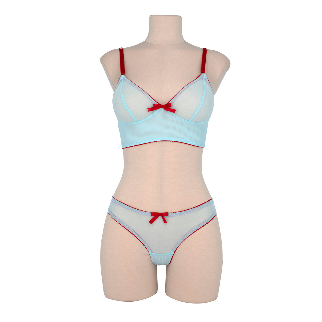Turquoise and Red  Long Line Soft Cup Bra
