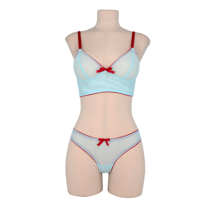 Turquoise and Red  Long Line Soft Cup Bra