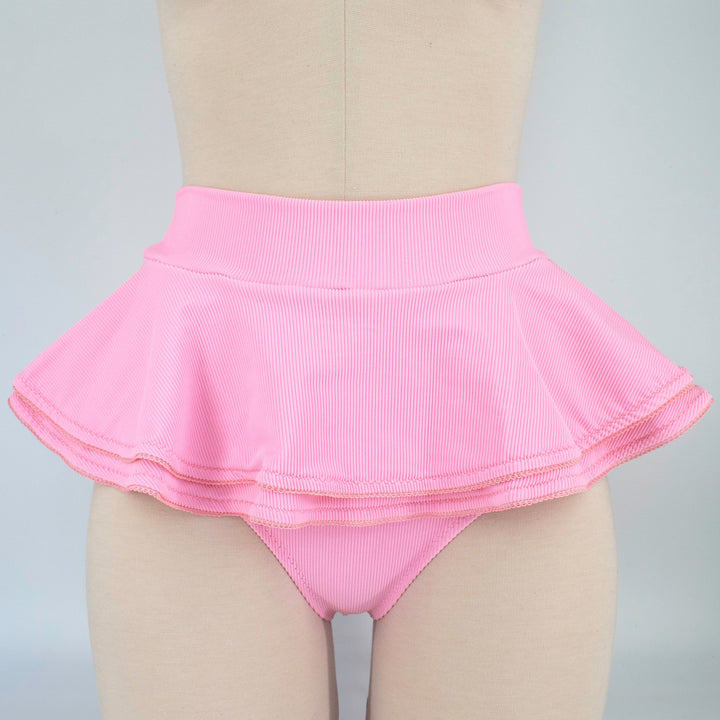 Candy Pink Cheeky High Waist Swim Skirt  XS-2XL