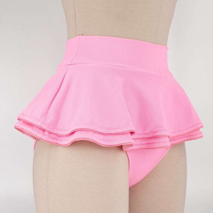 Candy Pink Cheeky High Waist Swim Skirt  XS-2XL
