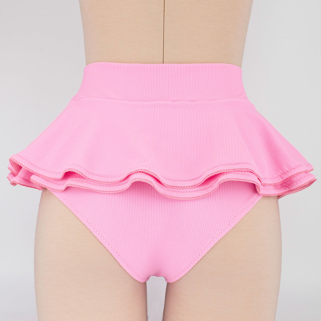 Candy Pink Cheeky High Waist Swim Skirt  XS-2XL