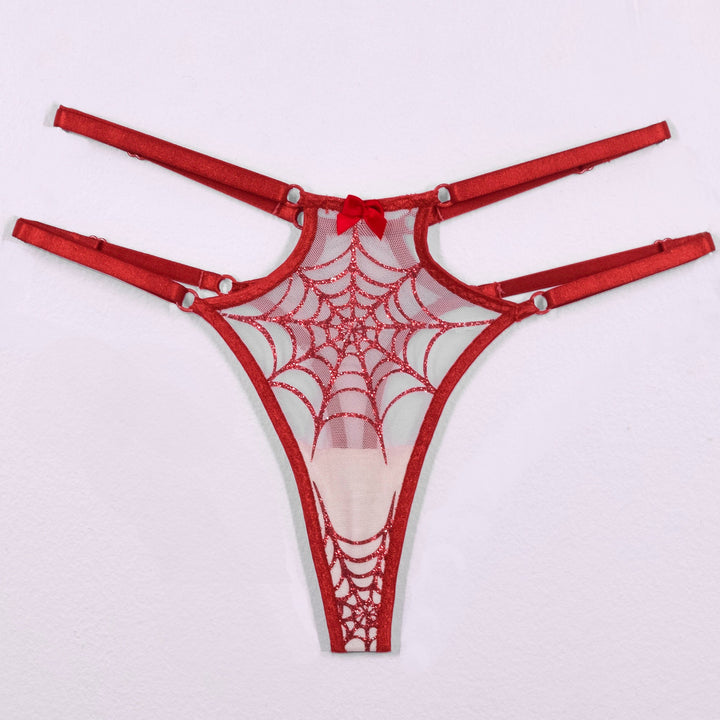 Red Glitter Spiderweb Strappy Panty