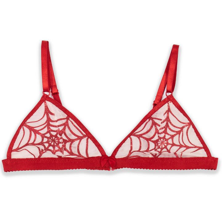 Red Glitter Spiderweb Bralette