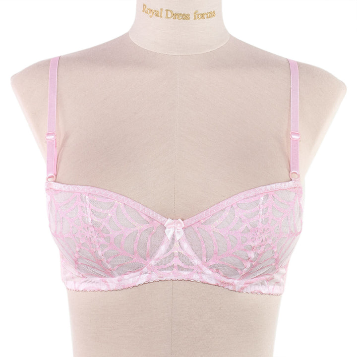 Glitter Pink Spiderweb Underwire Bra