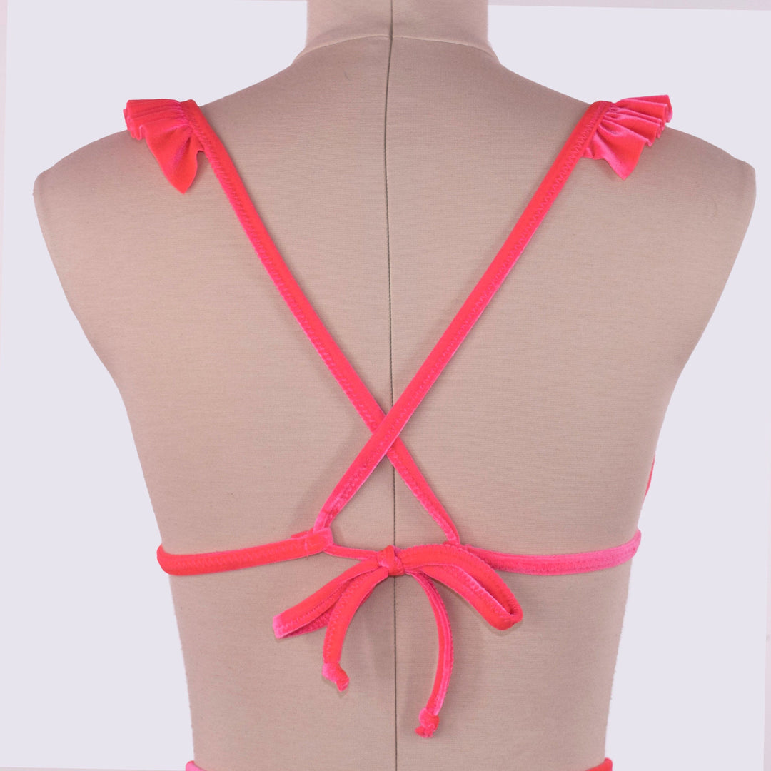 Hot Pink Ruffle Cheeky Bikini