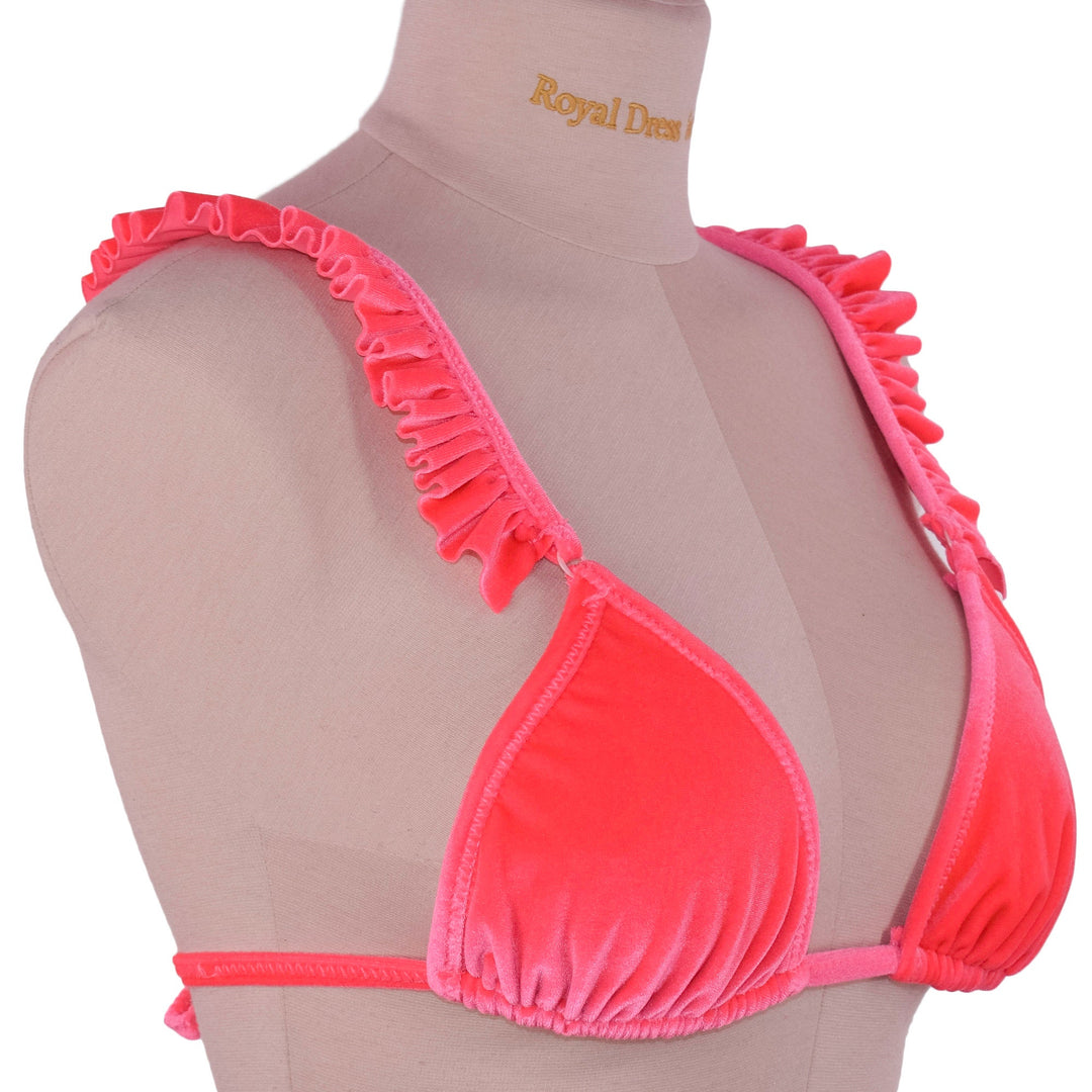 Hot Pink Ruffle Cheeky Bikini